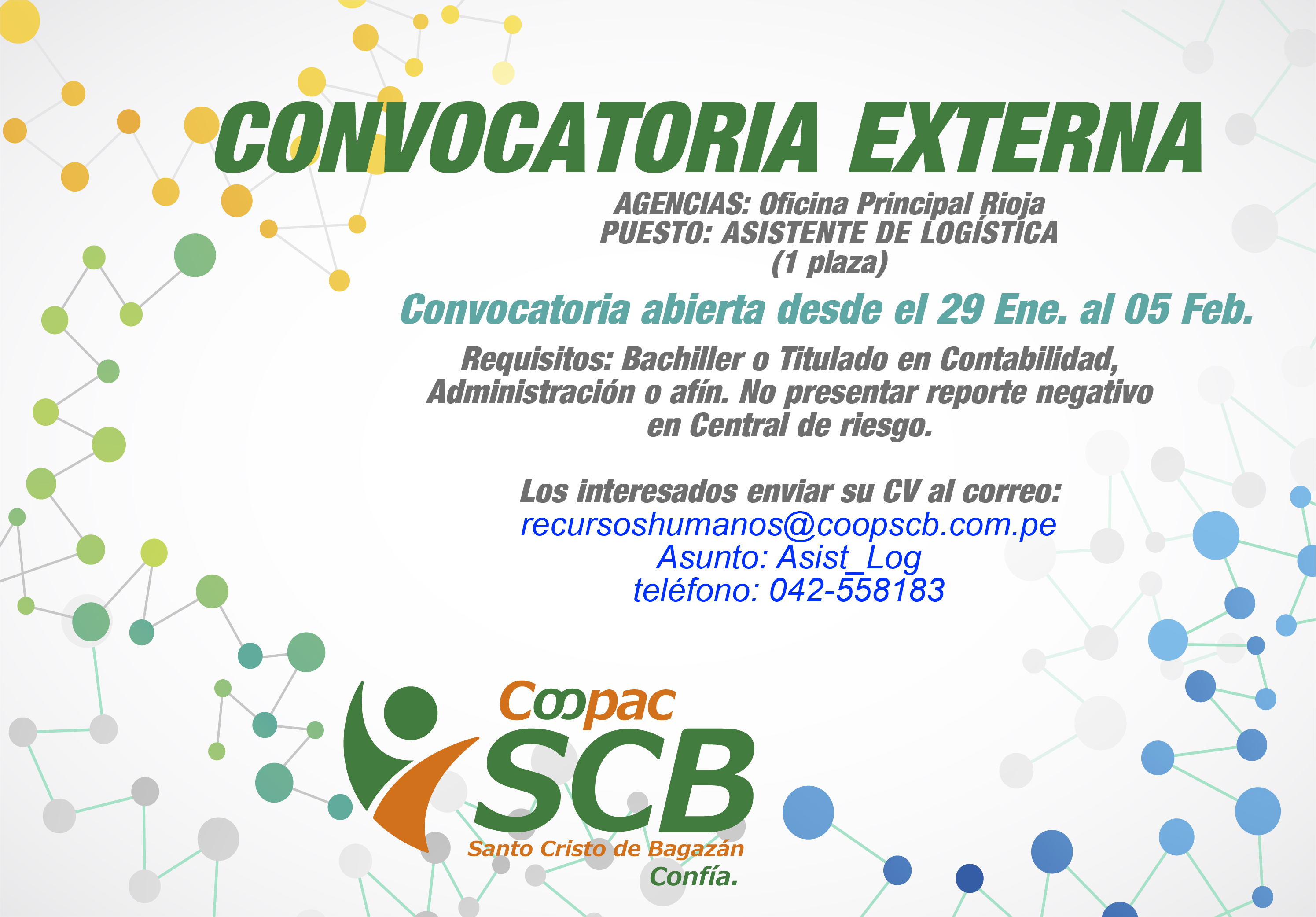 Convocatoria para Asistente de logística – CSCB